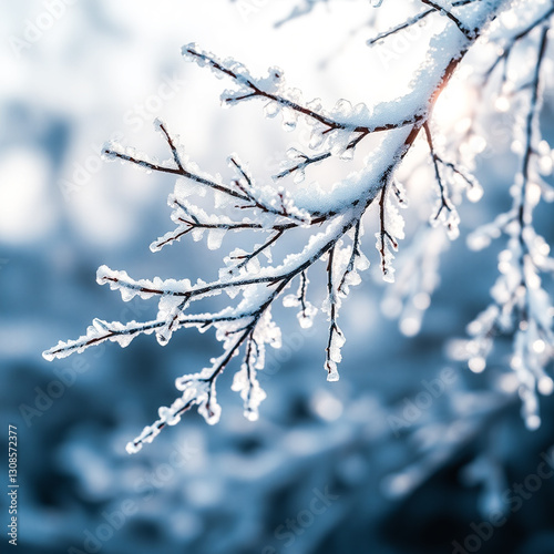 Frozen branch during winter