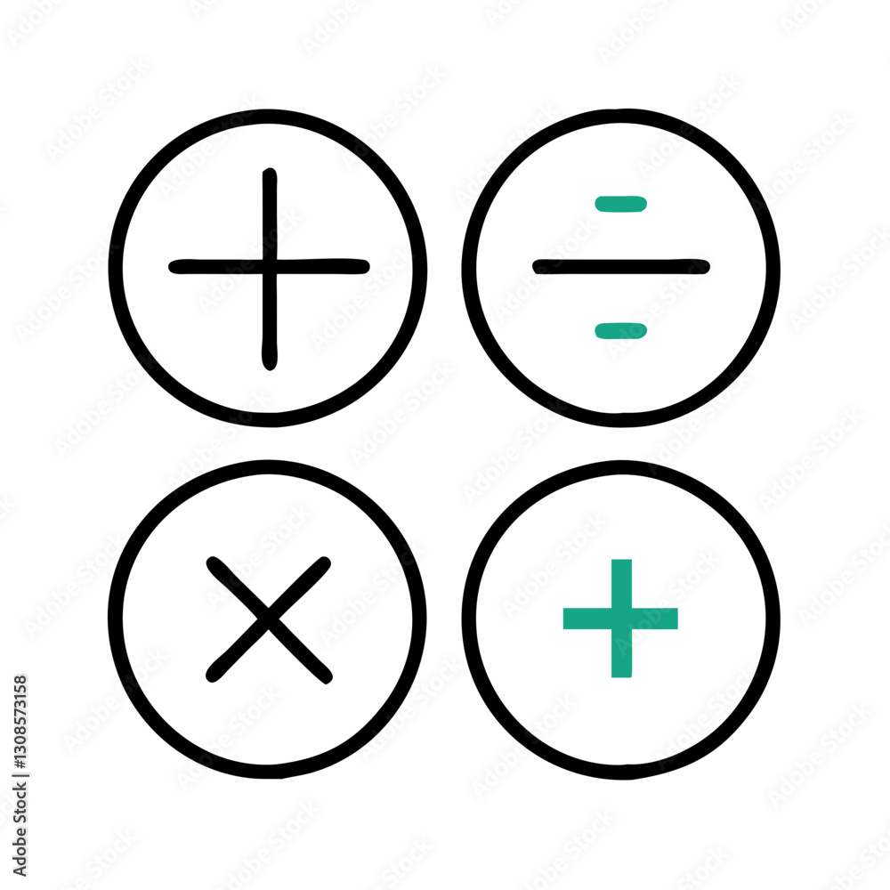 Calculator icons in a minimalist style on a white background Calculator icons in a minimalist style on a white background