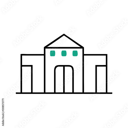 Minimalist illustration of a simple building