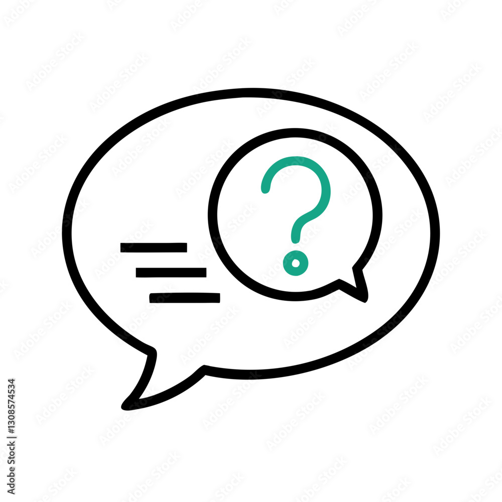 Chat bubble with question mark and text lines, the concept of dialogue Chat bubble with question mark and text lines, the concept of dialogue