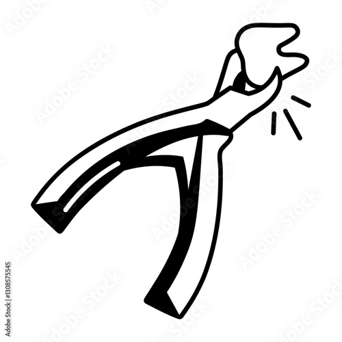 Tooth puller icon in hand drawn style 

