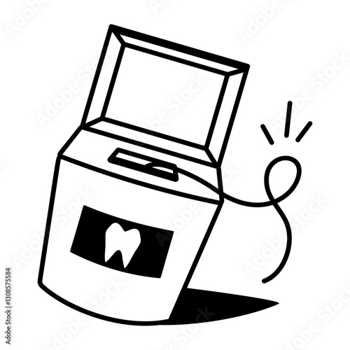 A hand drawn icon of dental floss box 
