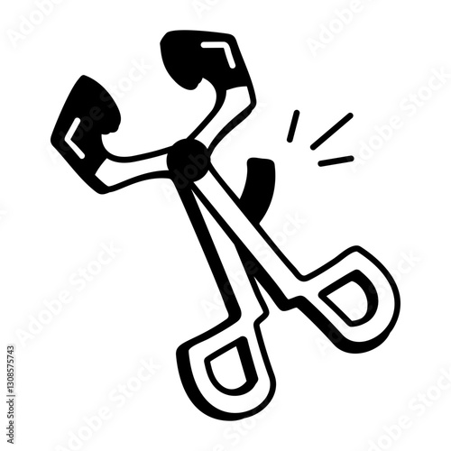 A hand drawn icon of tooth pliers 

