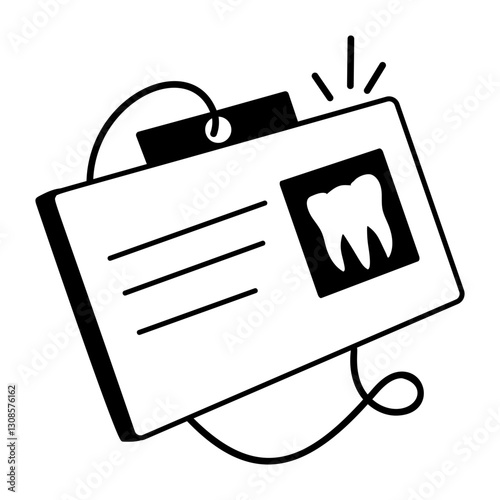 A hand drawn icon of dentist card 

