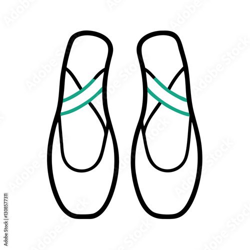 Ballet shoes illustration with teal straps