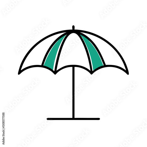 Beach umbrella with green stripes