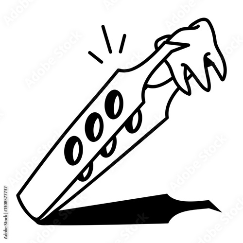 A doodle style icon of dental tweezers 

