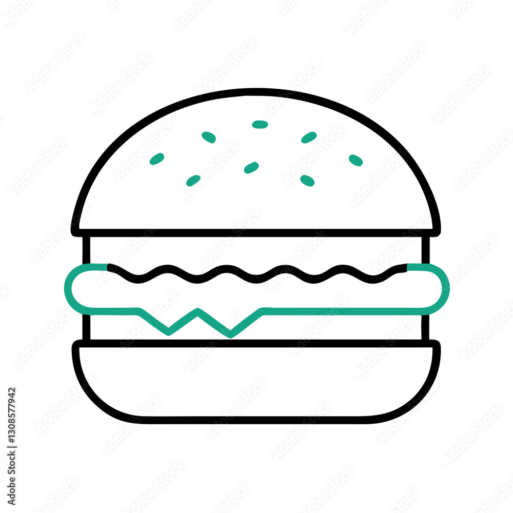Illustration of a hamburger with sesame seeds Illustration of a hamburger with sesame seeds