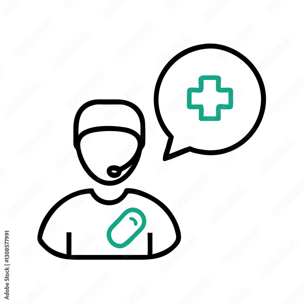 Fototapeta premium A medical professional offering advice using a speech bubble, calling a medical professional, medical help