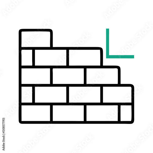 Line drawing of a brick wall under construction