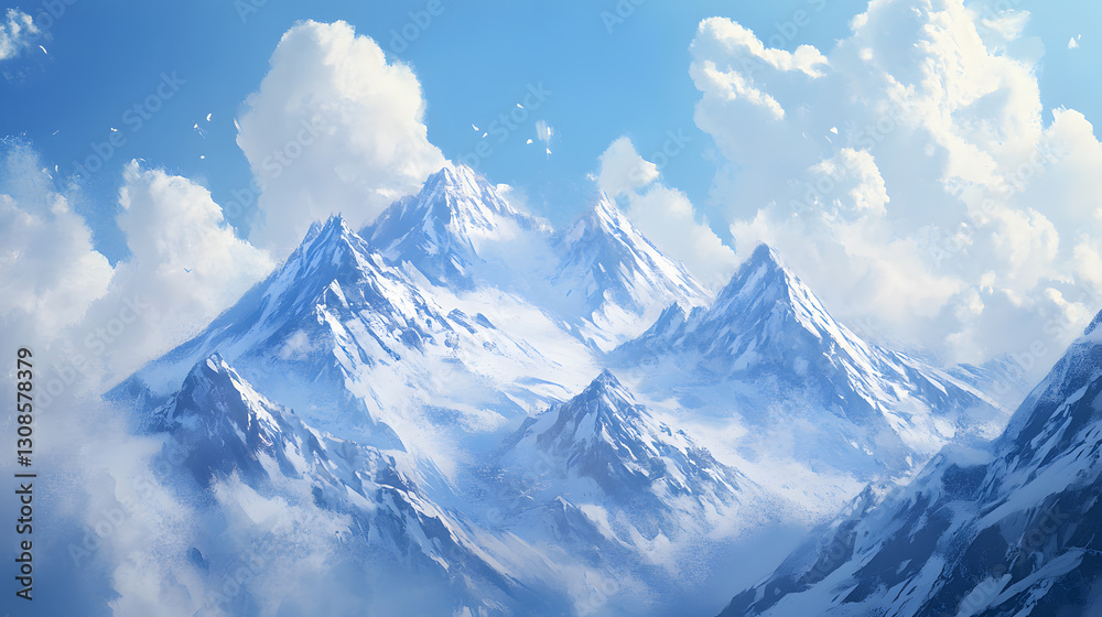 Obraz premium Majestic snowcapped mountain range wallpaper breathtaking views in nature's paradise