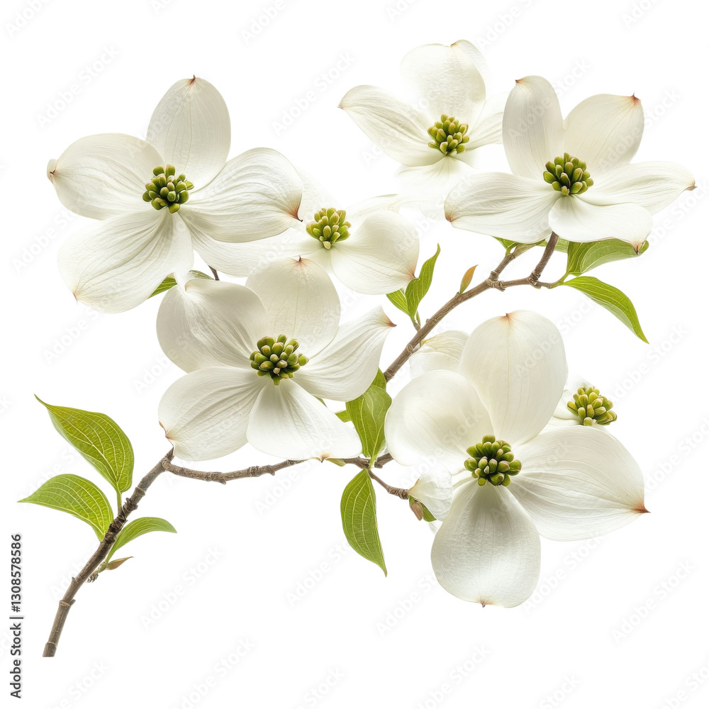 Fototapeta premium White Dogwood Blossoms Background on transparent background.