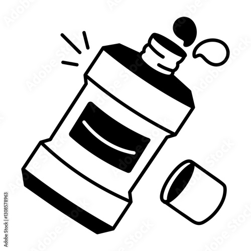 Mouthwash bottle icon in hand drawn style 
