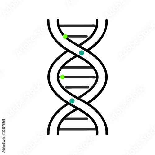 DNA double helix structure illustration on a plain background