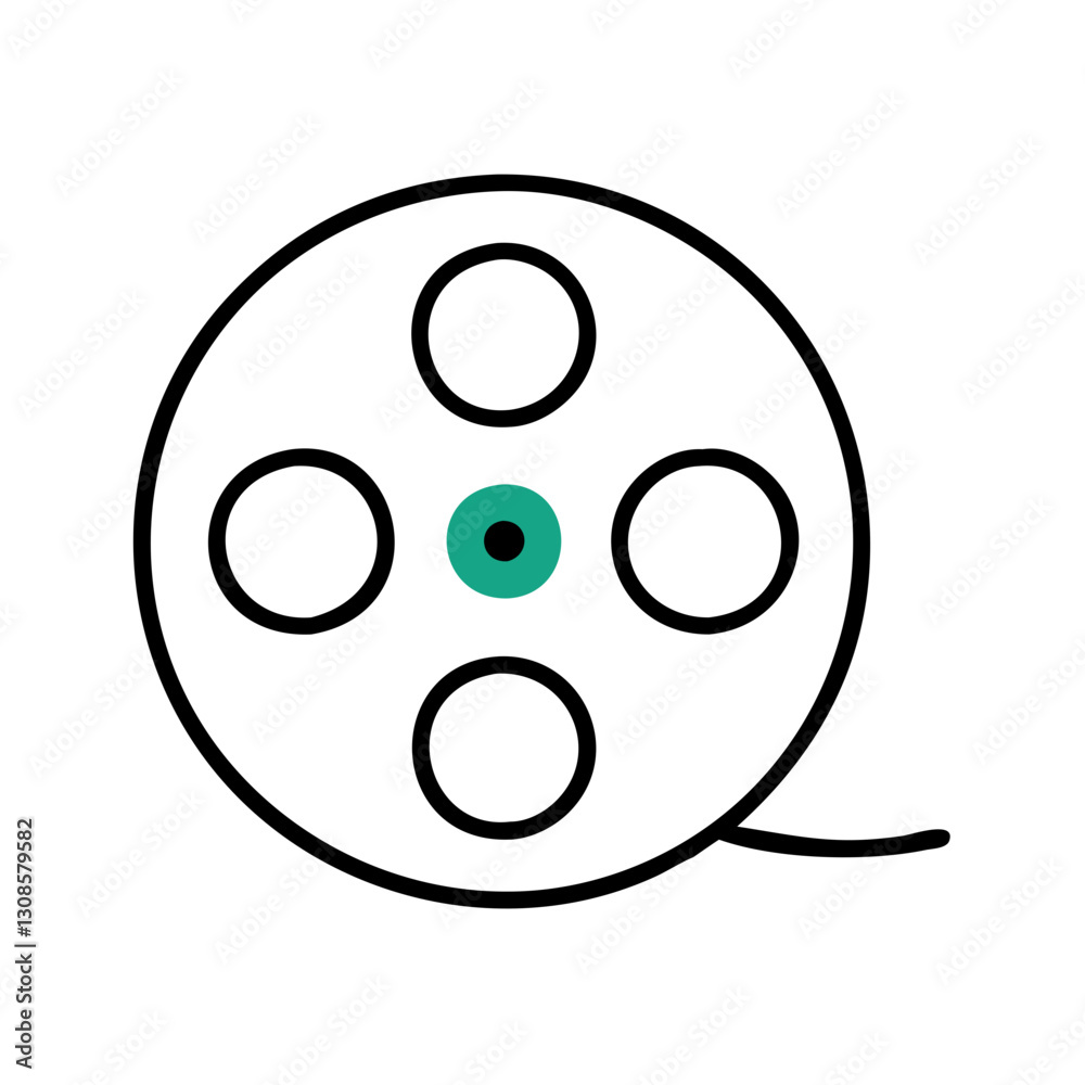 Film reel icon in minimalist design, film screening, cinema Film reel icon in minimalist design, film screening, cinema
