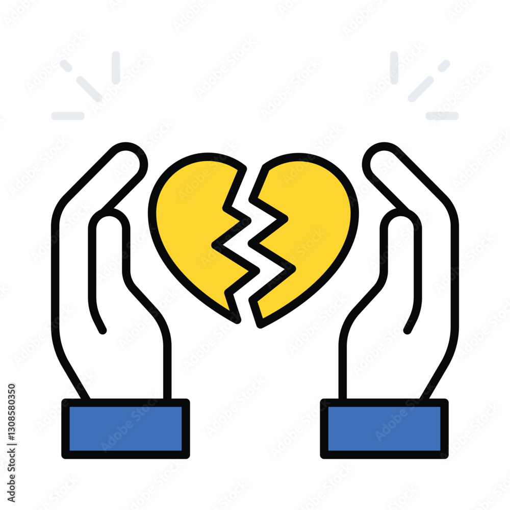 Broken Heart vector filled outline icon. EPS 10 file Broken Heart vector filled outline icon. EPS 10 file