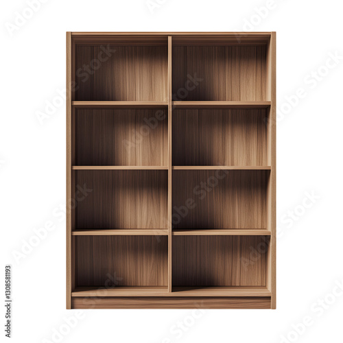 Modern Wooden Bookshelf with Open Storage Compartments