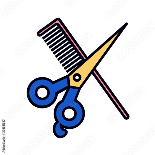 barbershop scissors and comb icon	