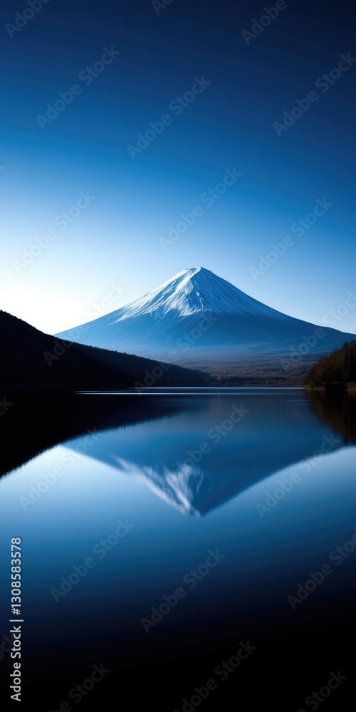 Fototapeta premium Majestic mount fuji reflection at sunrise