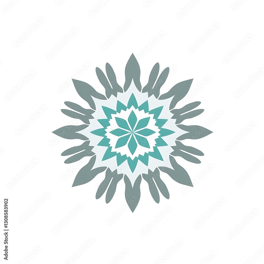 Minimalist Geometric T-Shirt Design with Gray and Teal Pattern on White Background