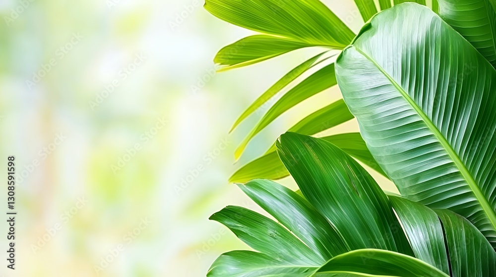 Obraz premium Lush Green Tropical Leaves Background
