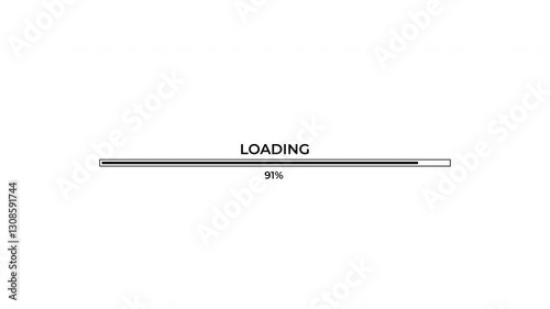 Loading bar and percentage progress bar 0-100 percent on a white background. 4K Video