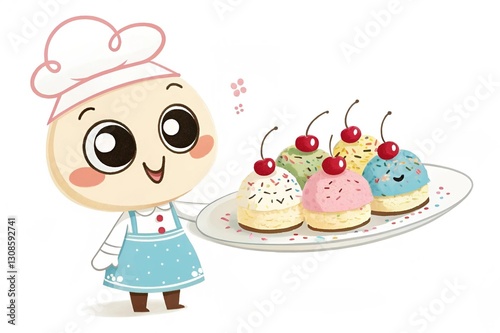 restaurant food items offer to customers by cute cartoons 