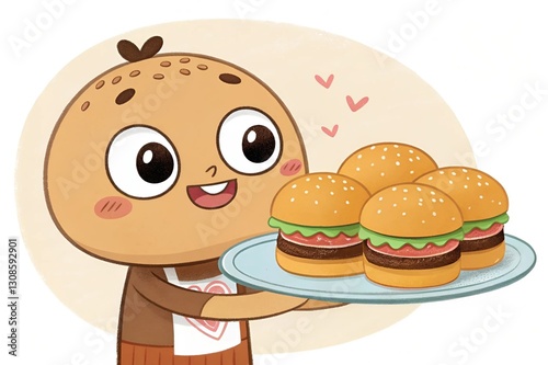restaurant food items offer to customers by cute cartoons 