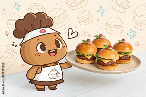 restaurant food items offer to customers by cute cartoons 