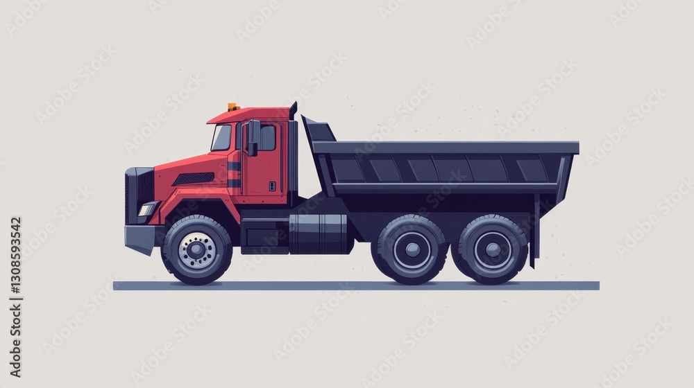 Bright Red Dump Truck Vector Illustration on a Neutral Background for Construction and Vehicle Related Projects Bright Red Dump Truck Vector Illustration on a Neutral Background for Construction and Vehicle Related Projects