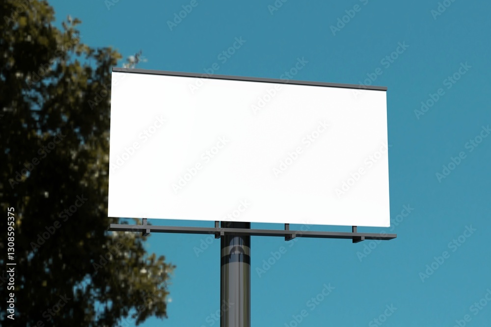 Fototapeta premium Mockup of a outdoor billboard against the evening sky