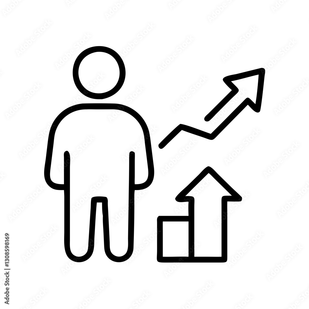 Personal growth and success line icon Personal growth and success line icon