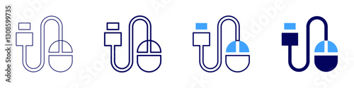 Mouse button durability icon in 4 different styles. Thin Line, Line, Bold Line, Duotone. Duotone style. Editable stroke