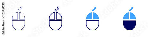 Mouse casing icon in 4 different styles. Thin Line, Line, Bold Line, Duotone. Duotone style. Editable stroke