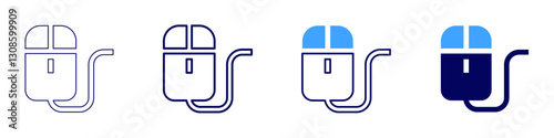 Mouse compatibility icon in 4 different styles. Thin Line, Line, Bold Line, Duotone. Duotone style. Editable stroke