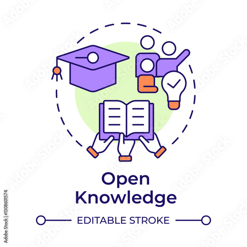 Open knowledge multi color concept icon. Free sharing of information. Type of collaborative economy. Round shape line illustration. Abstract idea. Graphic design. Easy to use in infographic