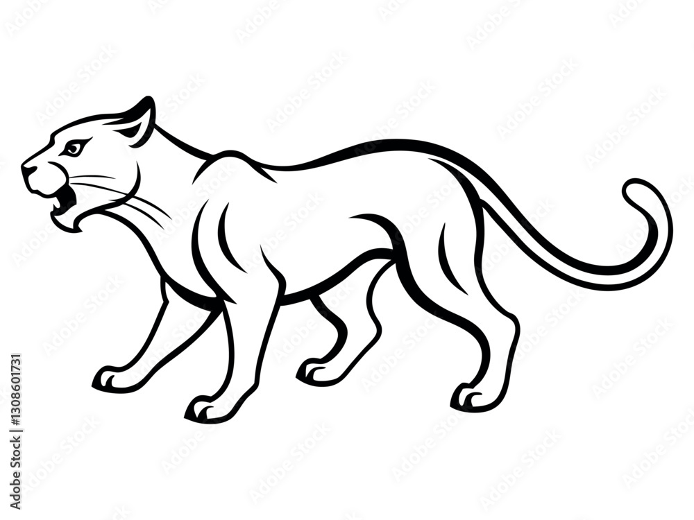 Fototapeta premium Running Cheetah silhouette monochrome color. Symbol of vitality. Creative design. Vector illustration