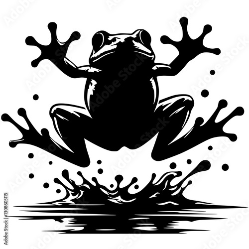 Silhouette of a jumping frog