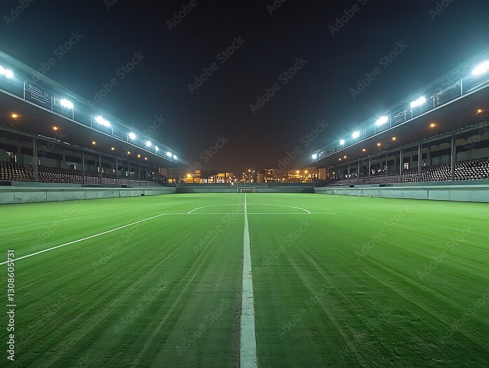 Stadium at Night, Empty Field, Urban Background Stadium at Night, Empty Field, Urban Background
