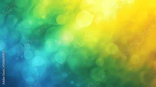 Abstract blurred background with vibrant green, blue, and yellow hues, creating a smooth and flowing artistic effect.