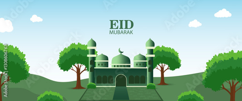 greeting cards banner Ramadan and Eid background with copy space,Eid Al-Fitr Mubarak, Ramadan Kareem slamic Style night Background Collection Set with green,blue,purple,yellow color Arabic Ornaments