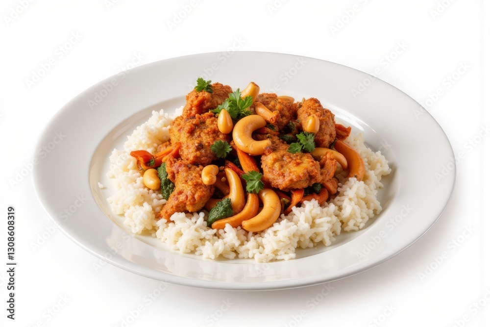 A plate of rice and chicken with mixed vegetables A plate of rice and chicken with mixed vegetables