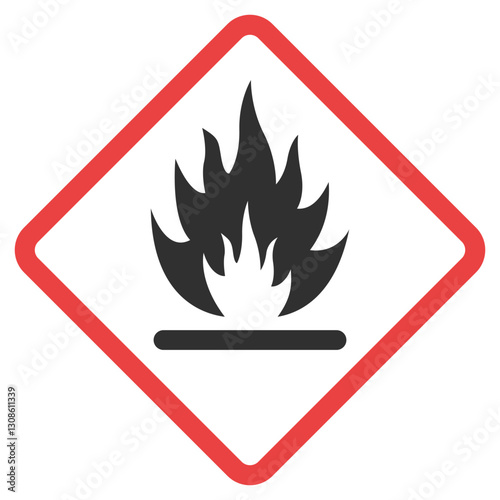 Bold Red and Black Flame Warning Sign flammable