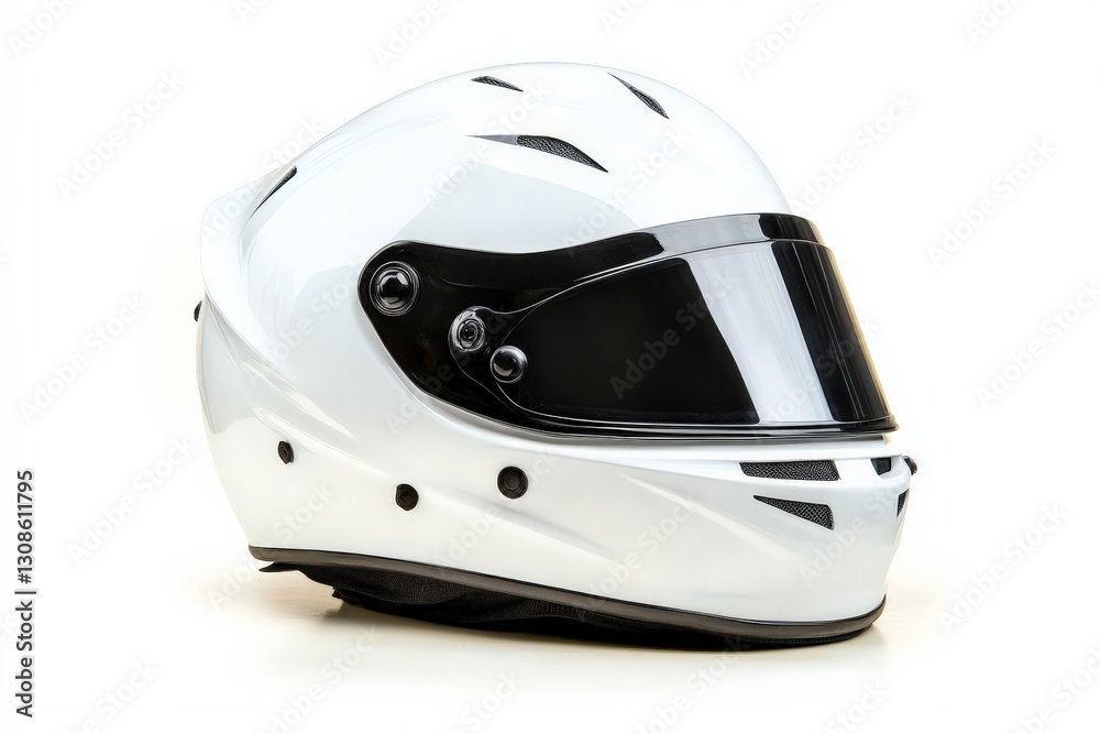 Fototapeta premium White Racing Helmet on White Background.