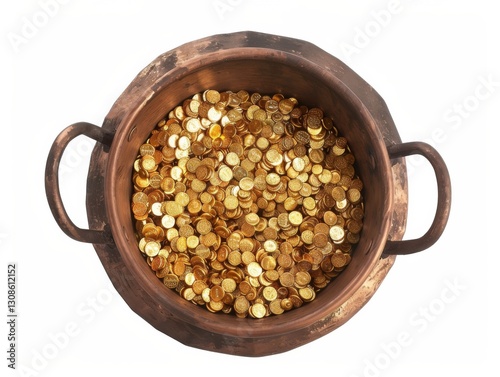 Highquality topdown photo of Pot of Gold on white background