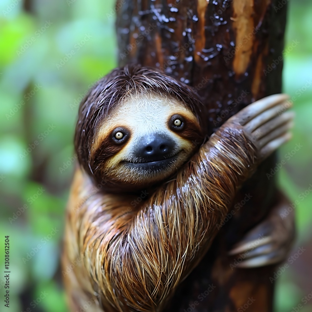 Sloth hugging tree in rainforest (1) Sloth hugging tree in rainforest (1)