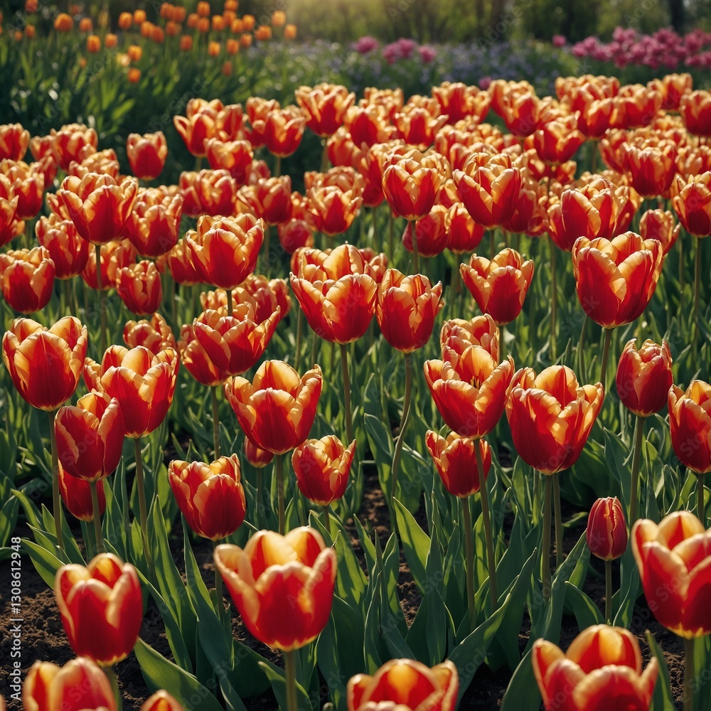 Obraz premium red and yellow tulips
