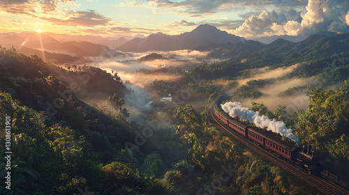 Nostalgic Scene of a Vintage Steam Locomotive in Motion (Version 12)