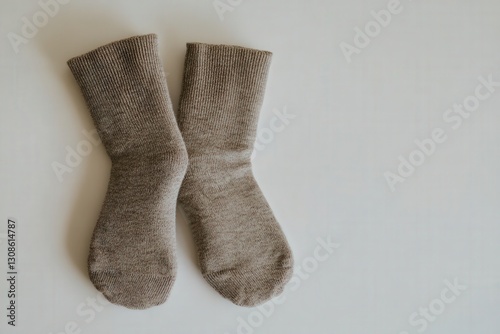 Wallpaper Mural Beige Socks on White Background. Torontodigital.ca