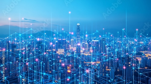 Wallpaper Mural Smart City Network at Dusk Torontodigital.ca